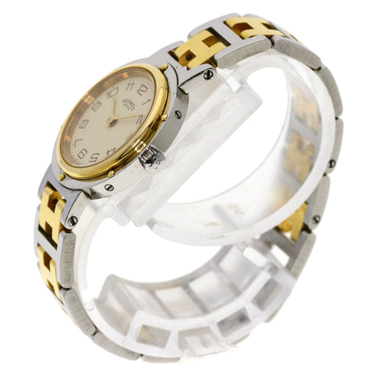 HERMES Watches Quartz Stainless Steel , SSxGP gold Clipper Ivory dial Women Used