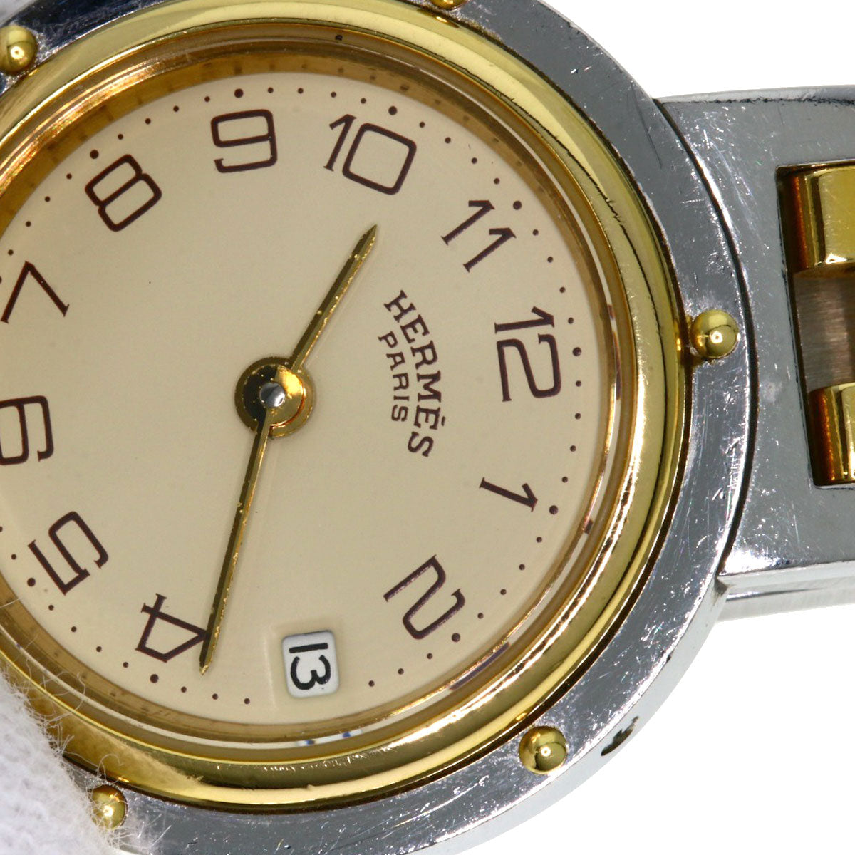 HERMES Watches Quartz Stainless Steel , SSxGP gold Clipper Ivory dial Women Used