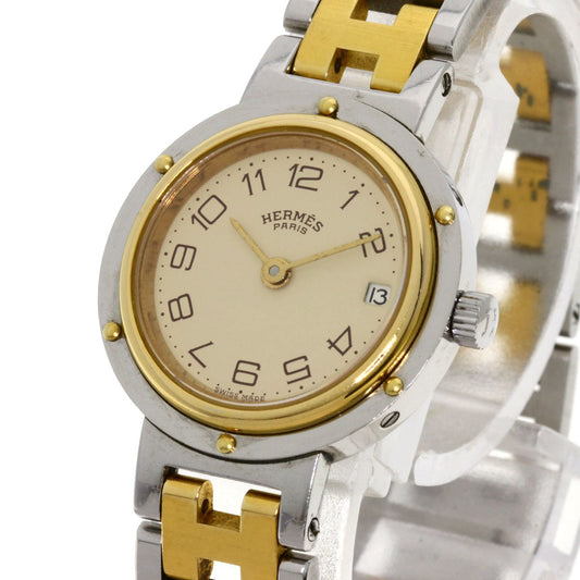 HERMES Watches Quartz Stainless Steel , SSxGP gold Clipper Ivory dial Women Used