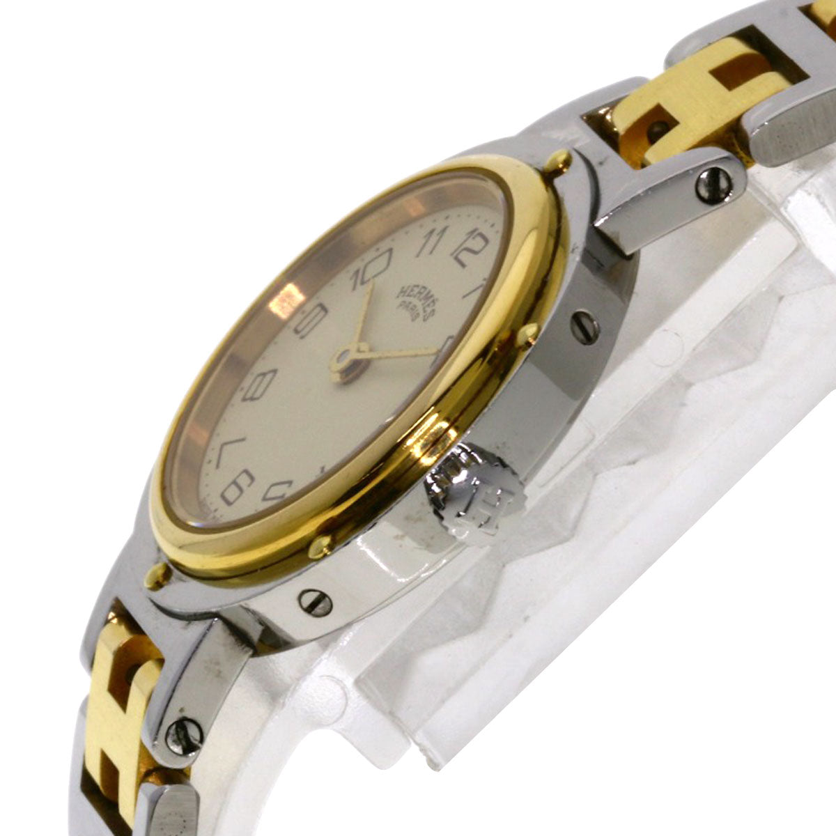 HERMES Watches Quartz Stainless Steel , SSxGP gold Clipper Ivory dial Women Used
