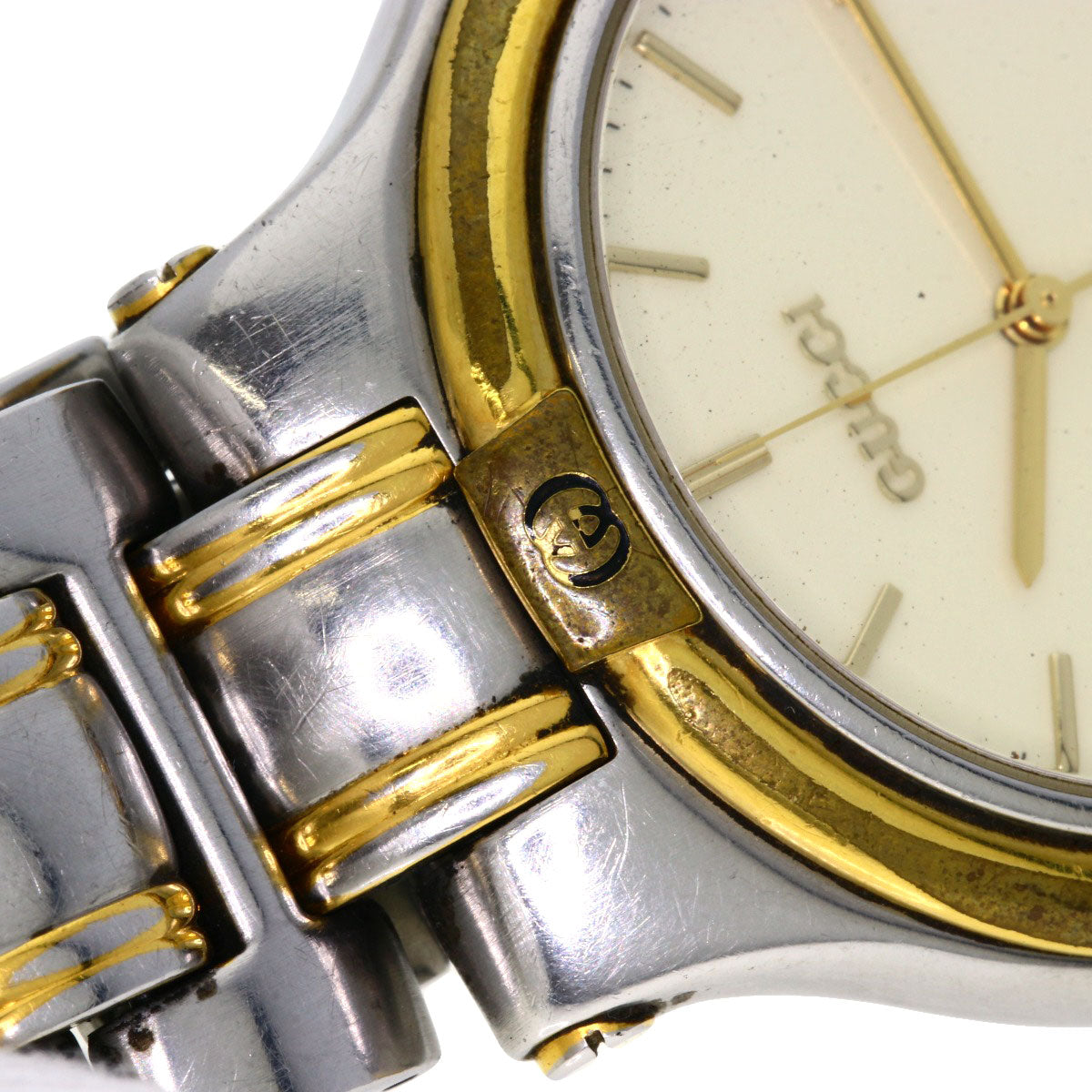 GUCCI Watches Quartz 9040M Stainless Steel , SSxGP gold Round face Ivory dial mens Used