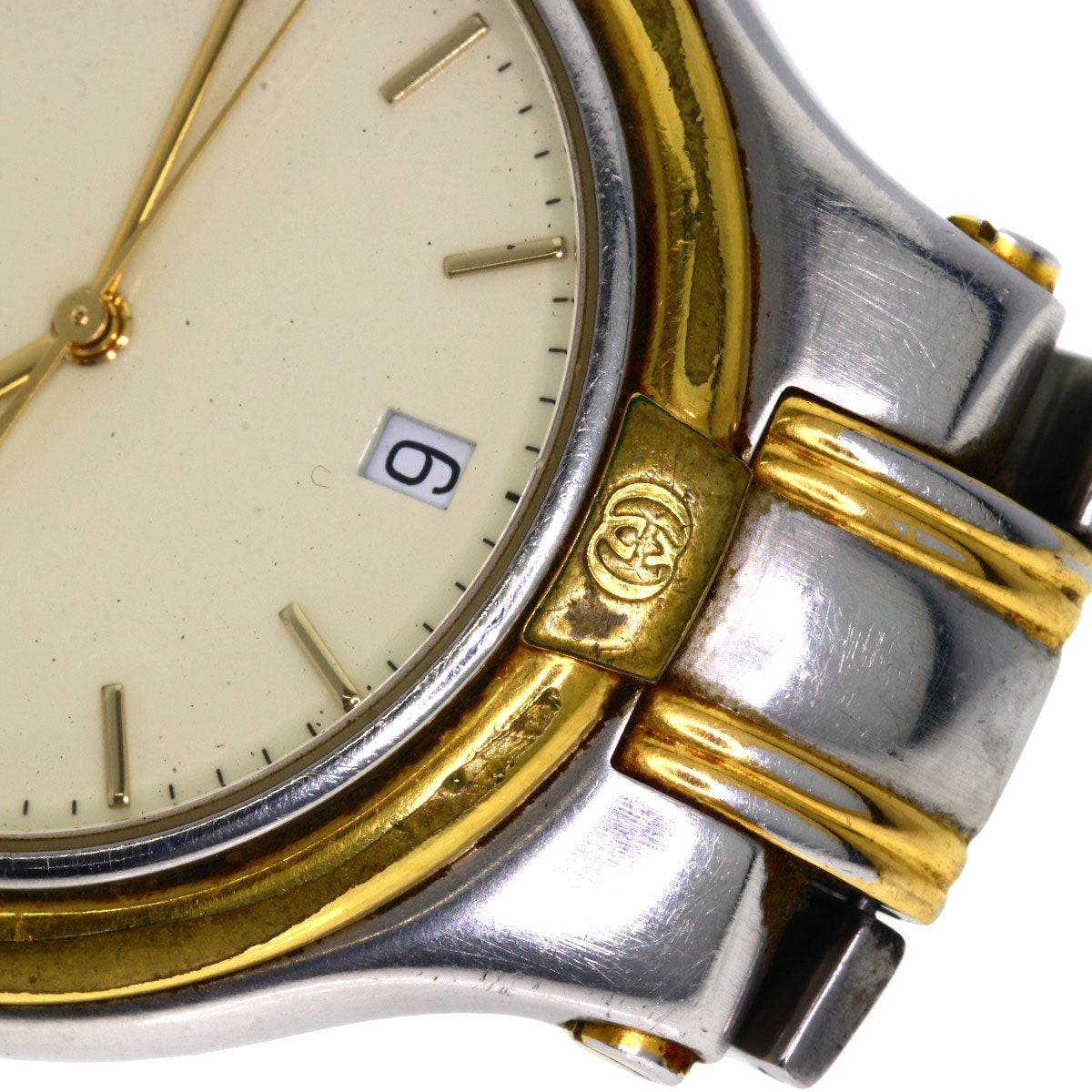 GUCCI Watches Quartz 9040M Stainless Steel , SSxGP gold Round face Ivory dial mens Used
