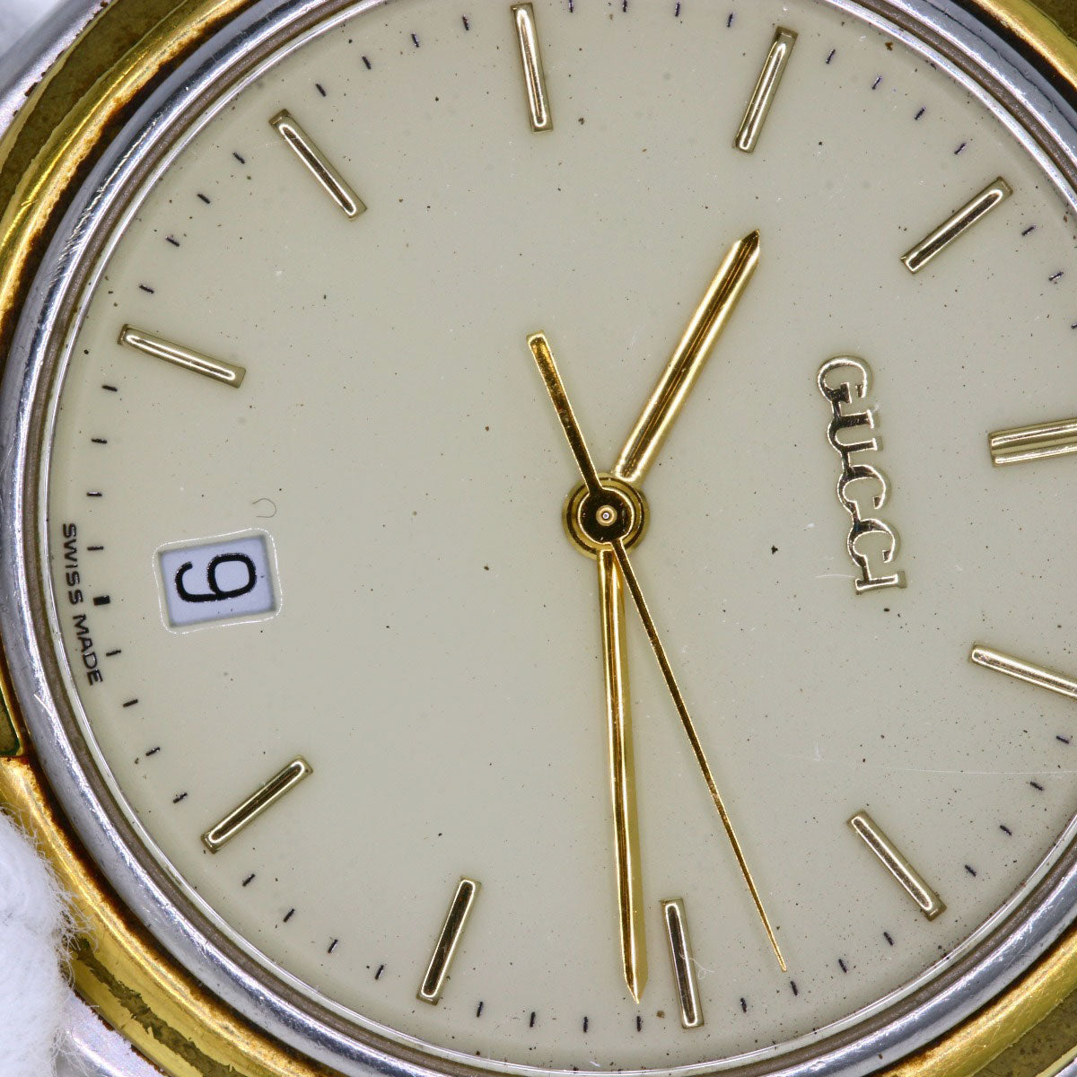GUCCI Watches Quartz 9040M Stainless Steel , SSxGP gold Round face Ivory dial mens Used