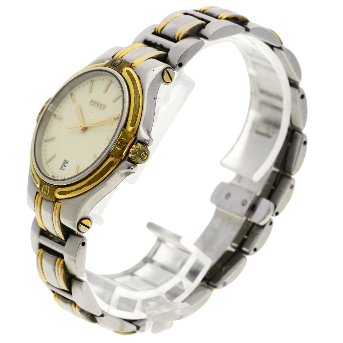 GUCCI Watches Quartz 9040M Stainless Steel , SSxGP gold Round face Ivory dial mens Used
