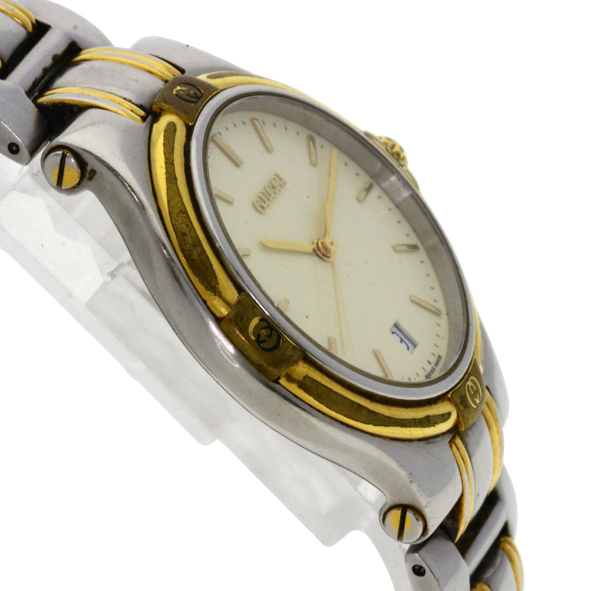 GUCCI Watches Quartz 9040M Stainless Steel , SSxGP gold Round face Ivory dial mens Used