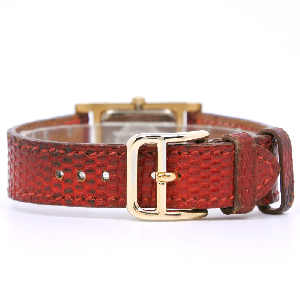 HERMES Watches Quartz Plated Gold , Leather gold Medor White dial Women Used