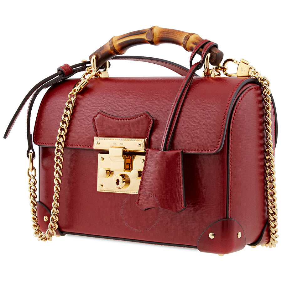 Gucci Bamboo Top Handle Padlock Shoulder Bag in Red