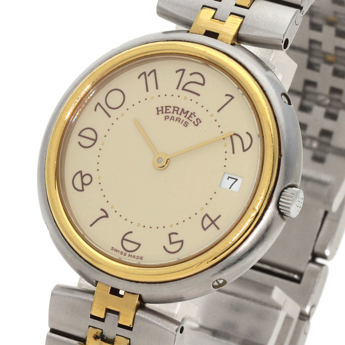 HERMES Watches Quartz Stainless Steel , SSxGP gold profile cream dial mens Used