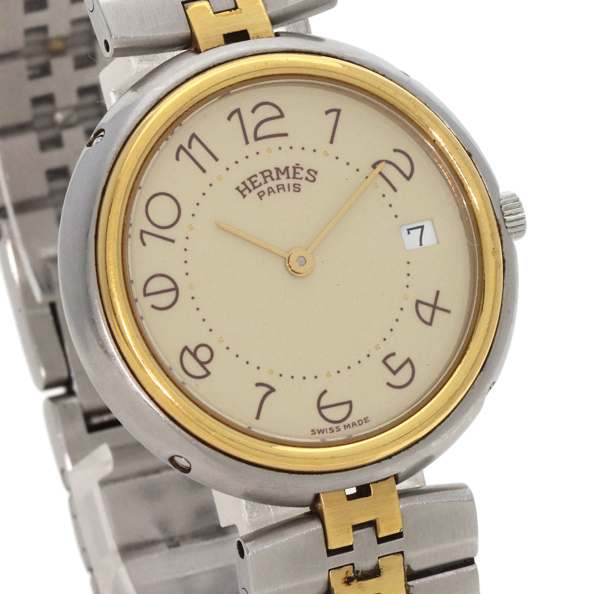 HERMES Watches Quartz Stainless Steel , SSxGP gold profile cream dial mens Used