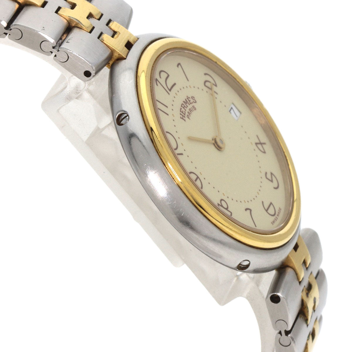 HERMES Watches Quartz Stainless Steel , SSxGP gold profile cream dial mens Used