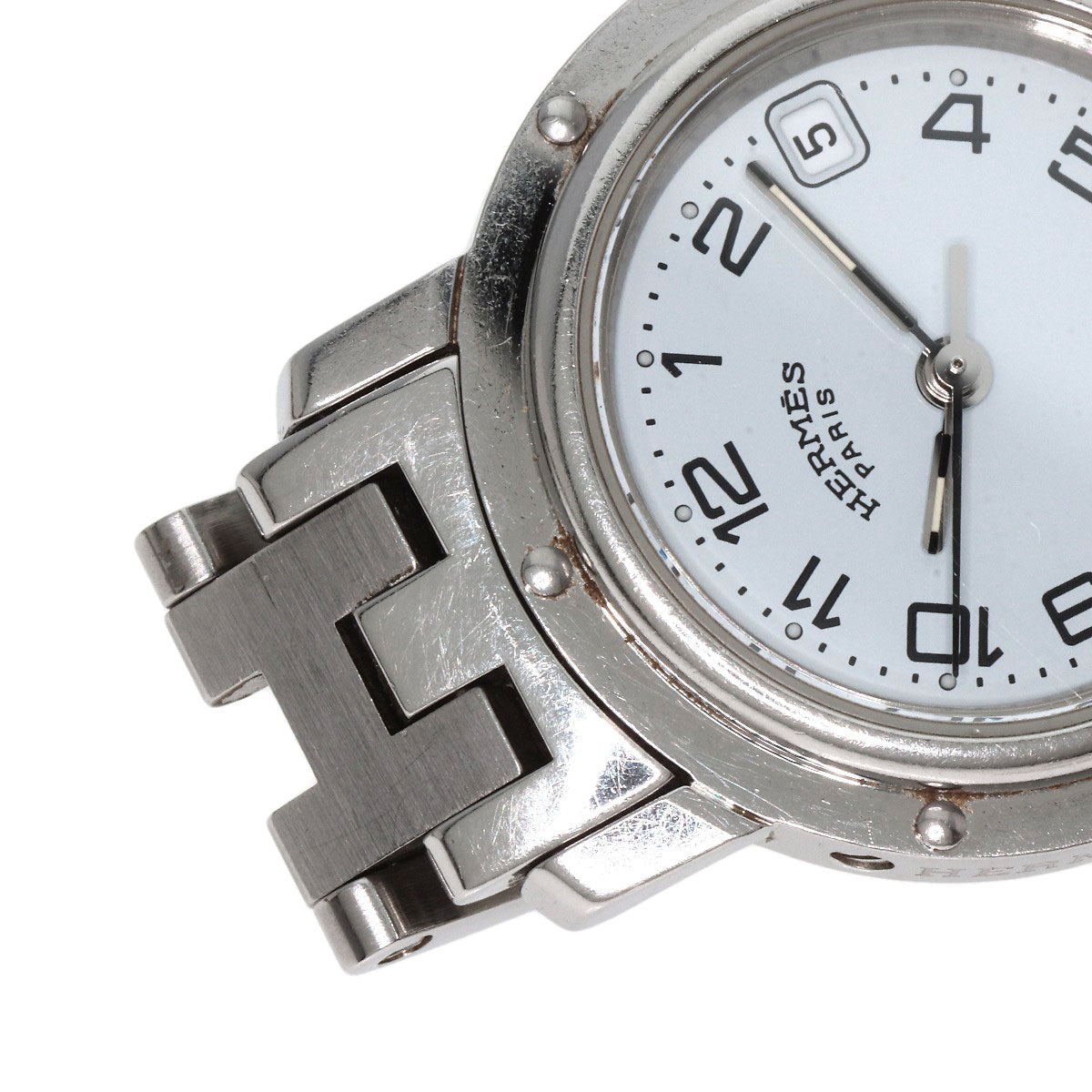 HERMES Watches Quartz CL4.210 Stainless Steel , Stainless Steel Silver Clipper white dial Women Used