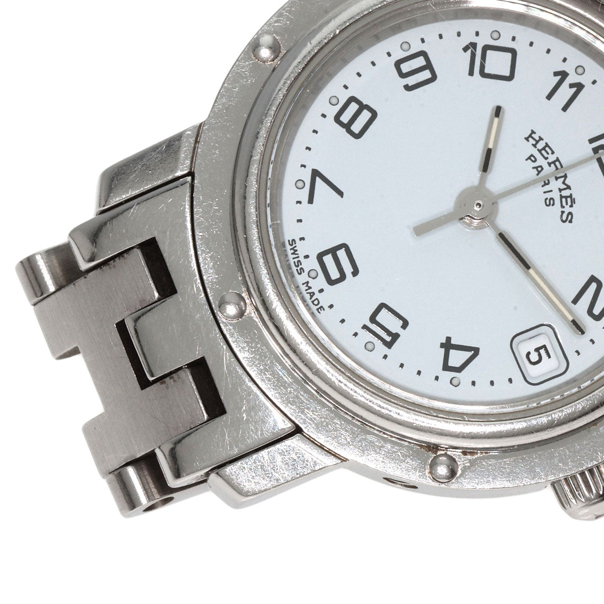 HERMES Watches Quartz CL4.210 Stainless Steel , Stainless Steel Silver Clipper white dial Women Used