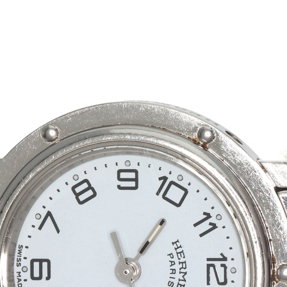 HERMES Watches Quartz CL4.210 Stainless Steel , Stainless Steel Silver Clipper white dial Women Used