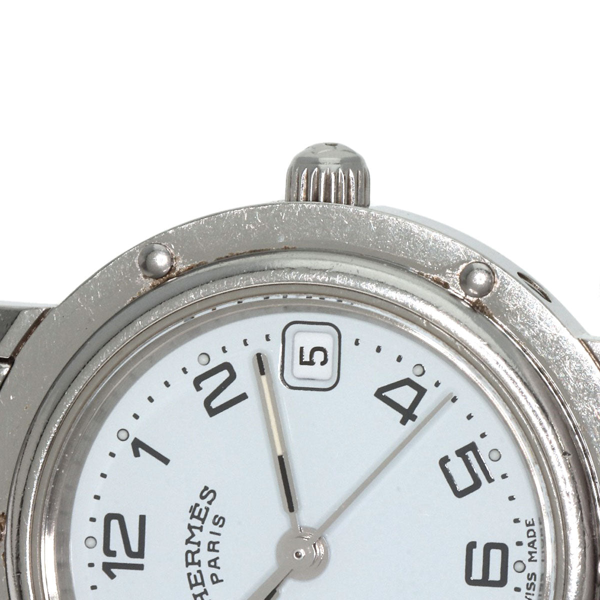HERMES Watches Quartz CL4.210 Stainless Steel , Stainless Steel Silver Clipper white dial Women Used
