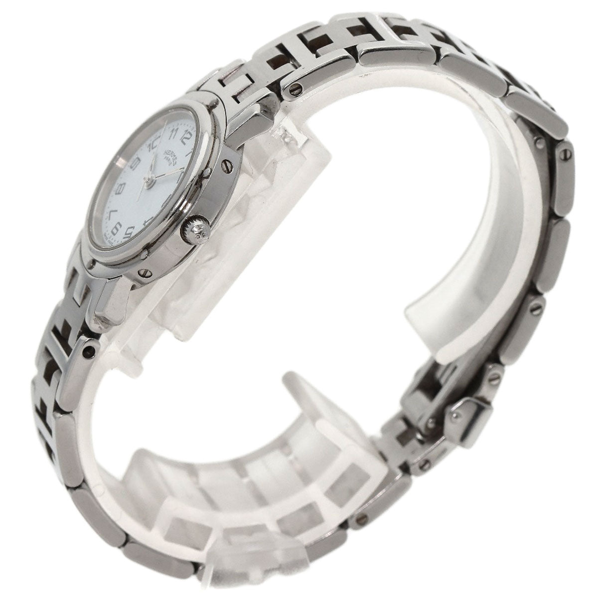 HERMES Watches Quartz CL4.210 Stainless Steel , Stainless Steel Silver Clipper white dial Women Used