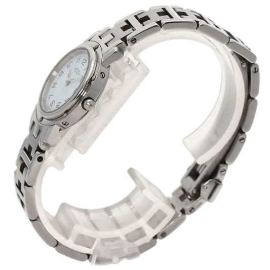 HERMES Watches Quartz CL4.210 Stainless Steel , Stainless Steel Silver Clipper white dial Women Used