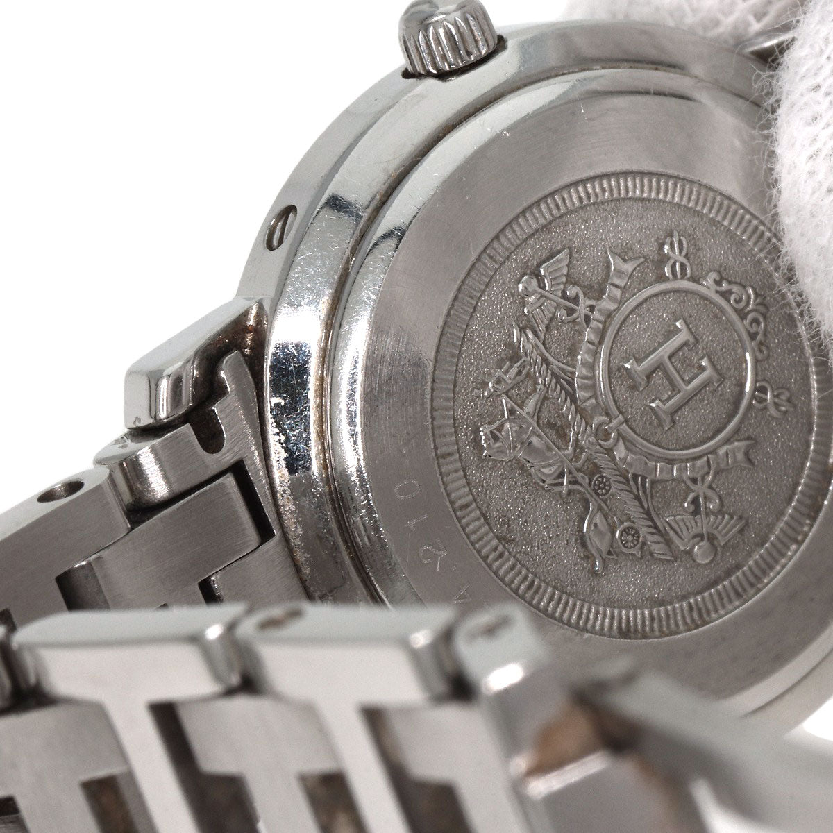 HERMES Watches Quartz CL4.210 Stainless Steel , Stainless Steel Silver Clipper white dial Women Used