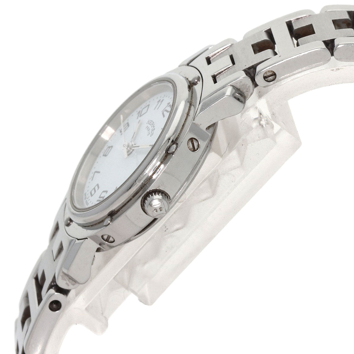 HERMES Watches Quartz CL4.210 Stainless Steel , Stainless Steel Silver Clipper white dial Women Used