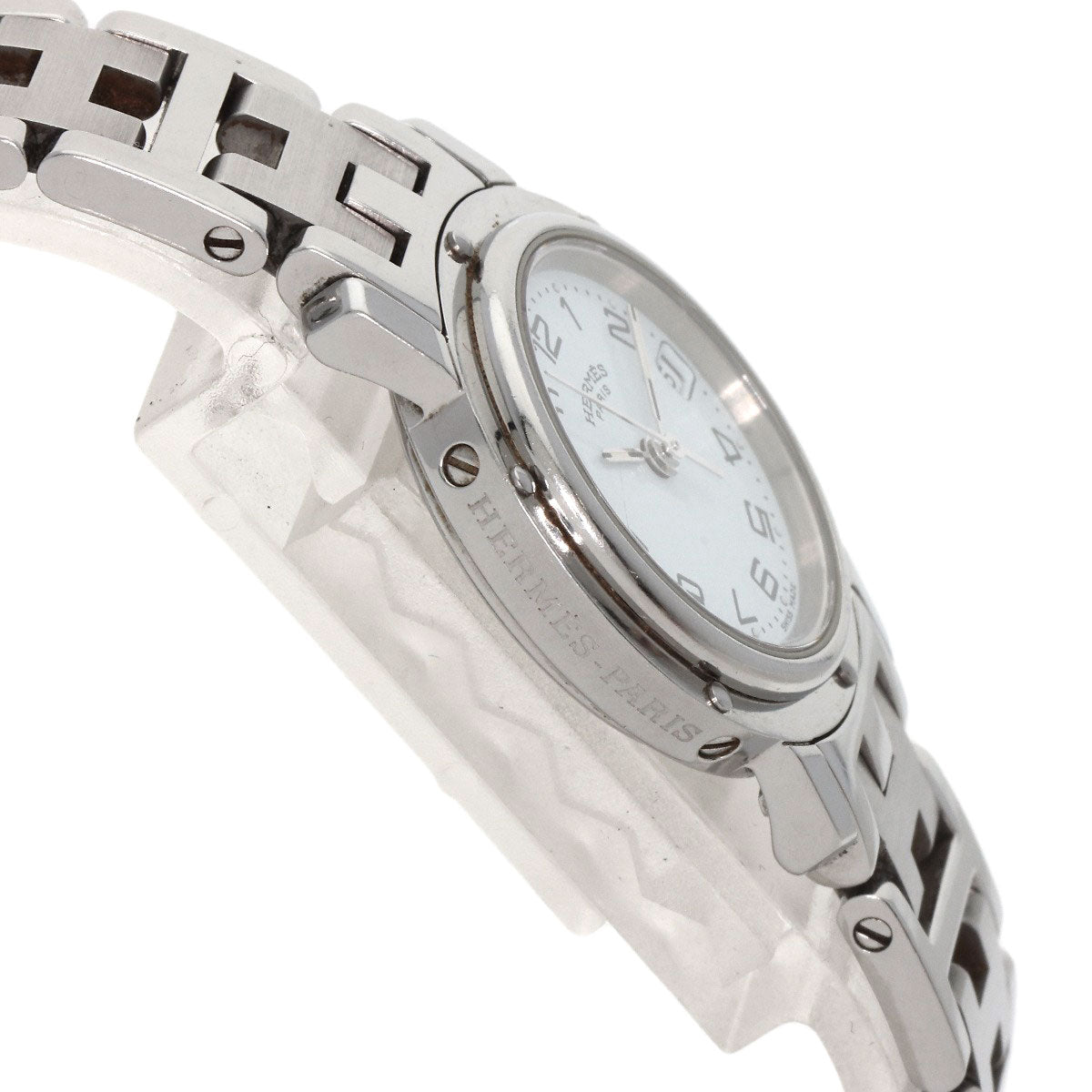 HERMES Watches Quartz CL4.210 Stainless Steel , Stainless Steel Silver Clipper white dial Women Used
