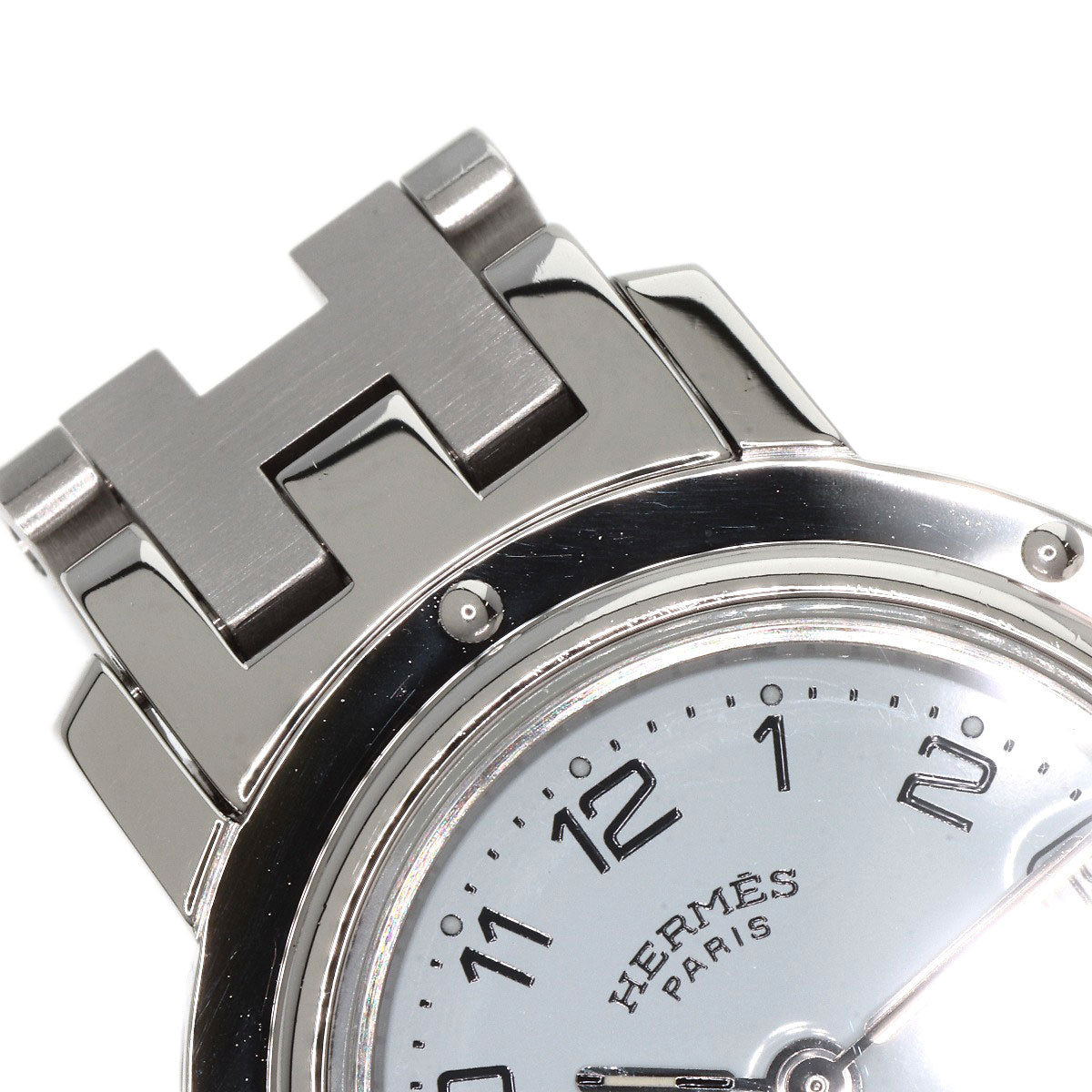 HERMES Watches Quartz CL4.210 Stainless Steel , Stainless Steel Silver Clipper white dial Women Used