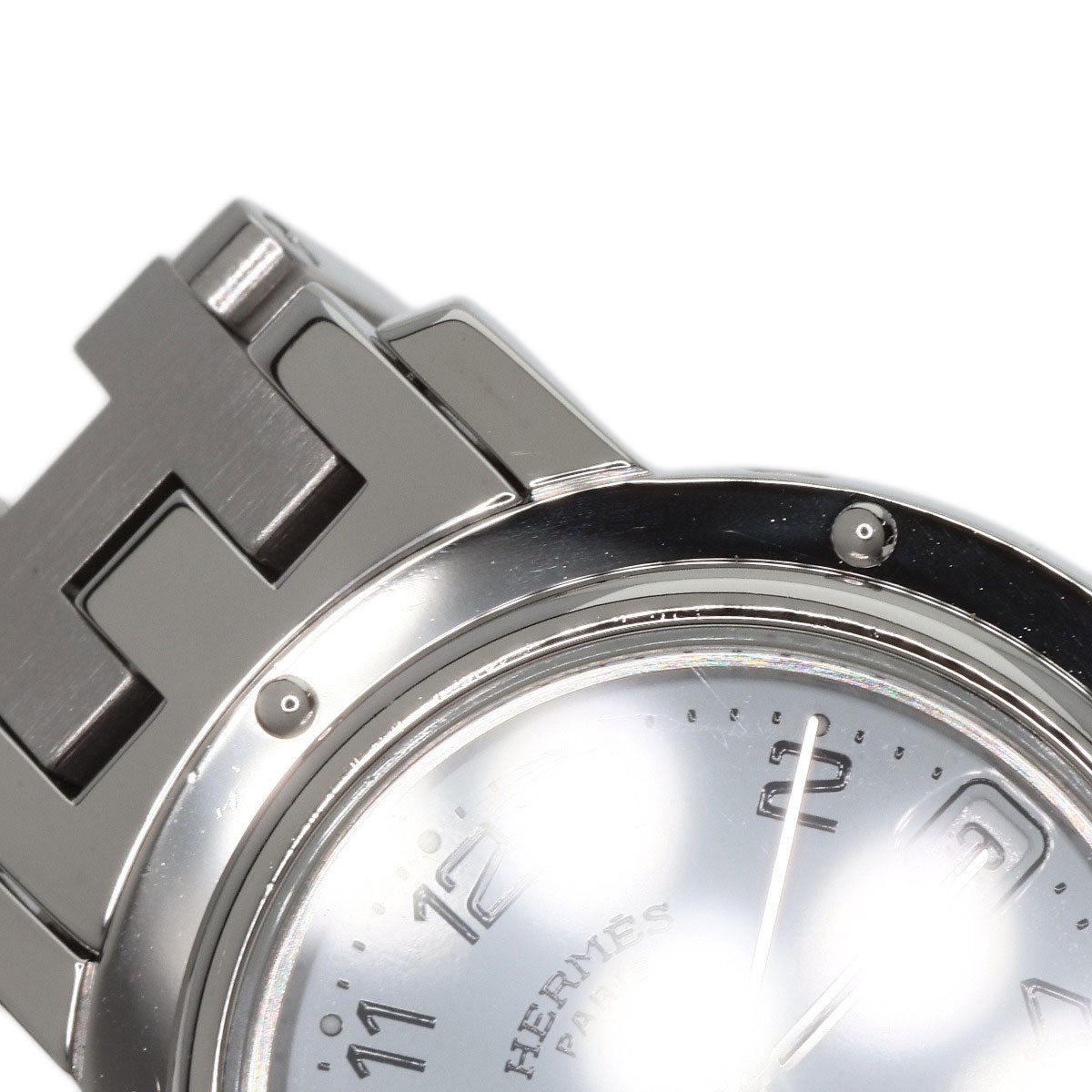HERMES Watches Quartz CL4.210 Stainless Steel , Stainless Steel Silver Clipper white dial Women Used