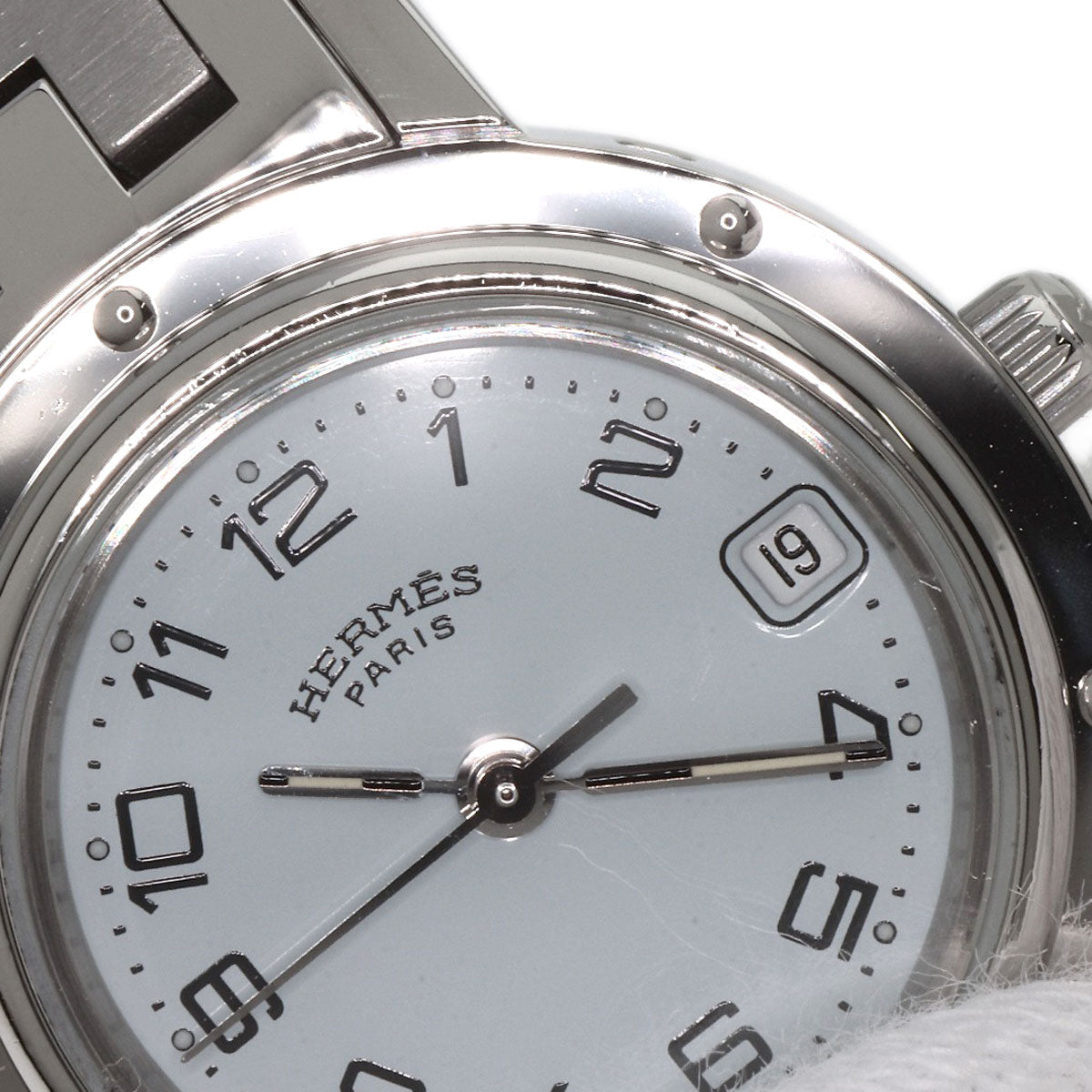 HERMES Watches Quartz CL4.210 Stainless Steel , Stainless Steel Silver Clipper white dial Women Used