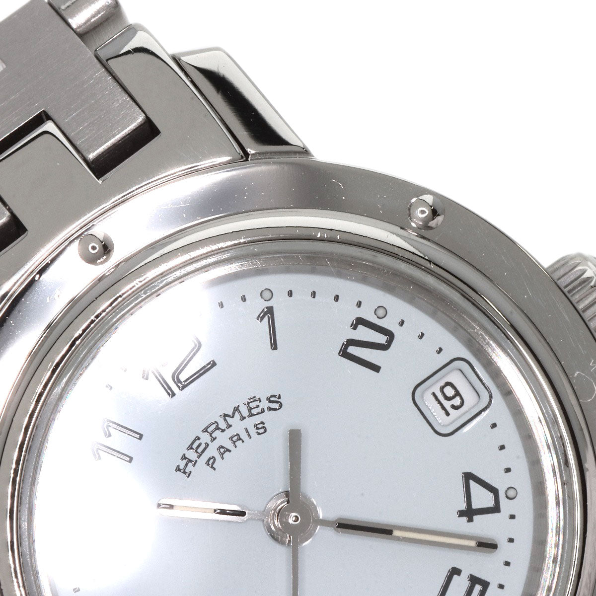 HERMES Watches Quartz CL4.210 Stainless Steel , Stainless Steel Silver Clipper white dial Women Used