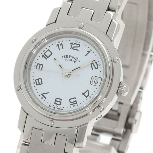 HERMES Watches Quartz CL4.210 Stainless Steel , Stainless Steel Silver Clipper white dial Women Used