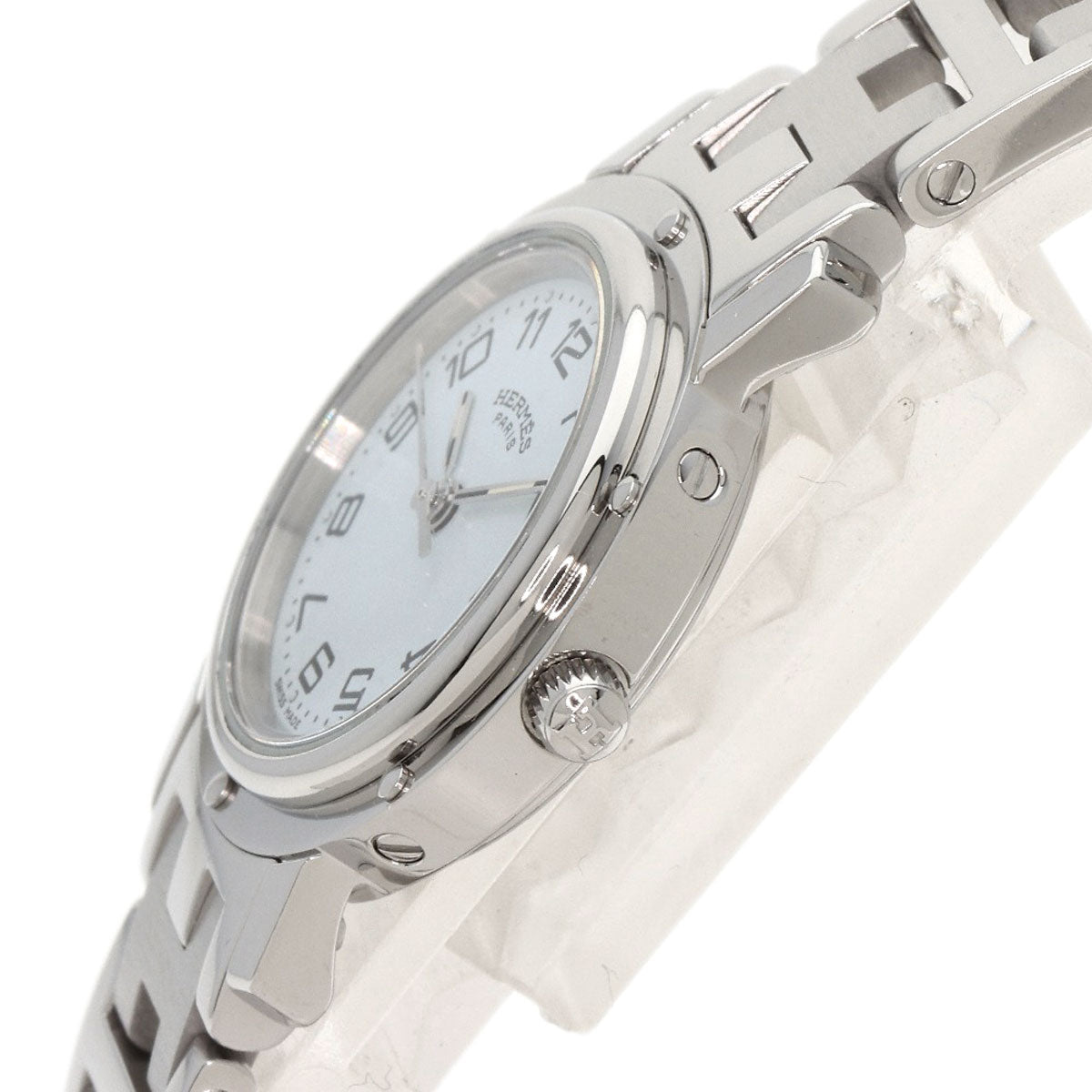 HERMES Watches Quartz CL4.210 Stainless Steel , Stainless Steel Silver Clipper white dial Women Used