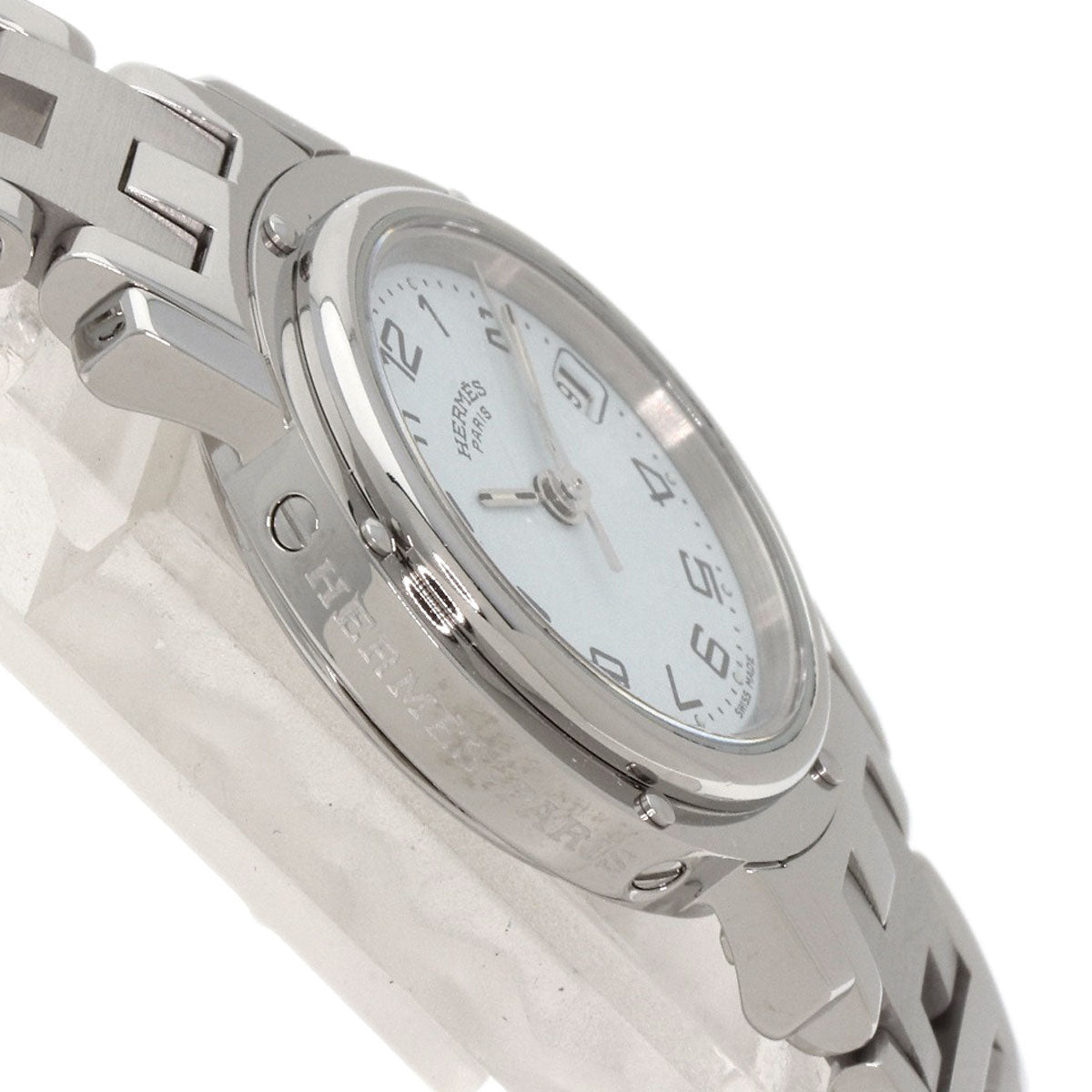 HERMES Watches Quartz CL4.210 Stainless Steel , Stainless Steel Silver Clipper white dial Women Used