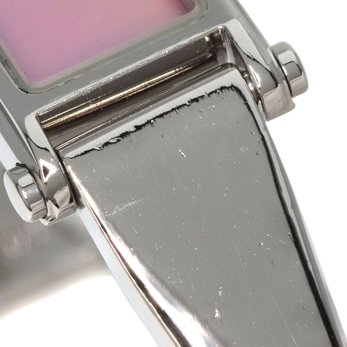 GUCCI Watches Quartz 1500L Stainless Steel , Stainless Steel Silver Square face Pink shell dial Women Used