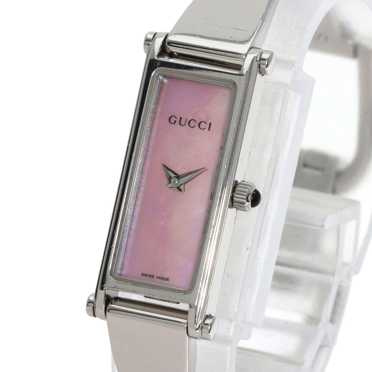 GUCCI Watches Quartz 1500L Stainless Steel , Stainless Steel Silver Square face Pink shell dial Women Used