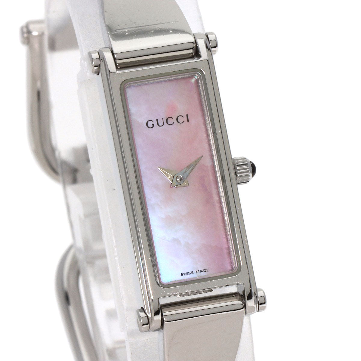 GUCCI Watches Quartz 1500L Stainless Steel , Stainless Steel Silver Square face Pink shell dial Women Used