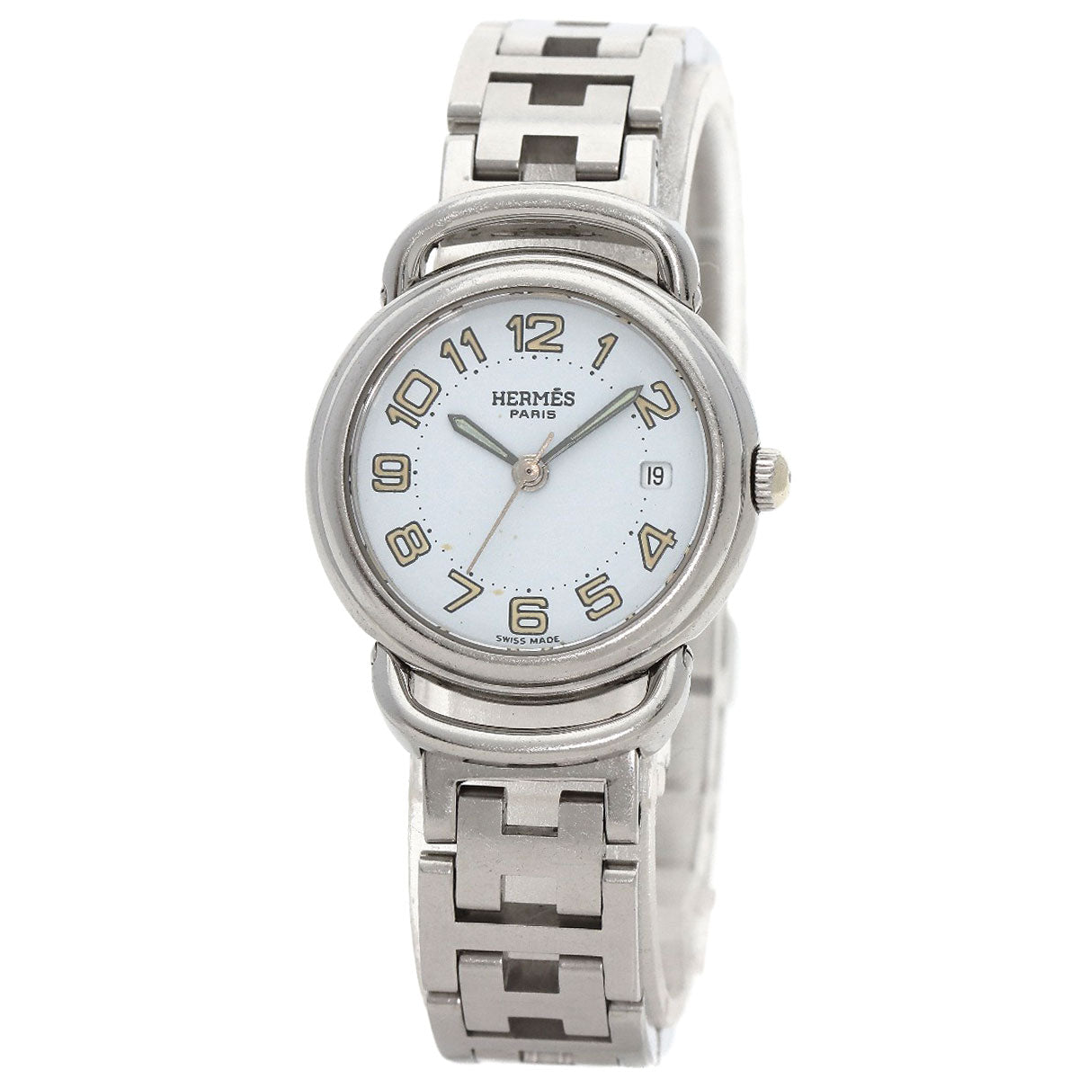 HERMES Watches Quartz PU2.210 Stainless Steel , Stainless Steel Silver Pullman blue dial Women Used
