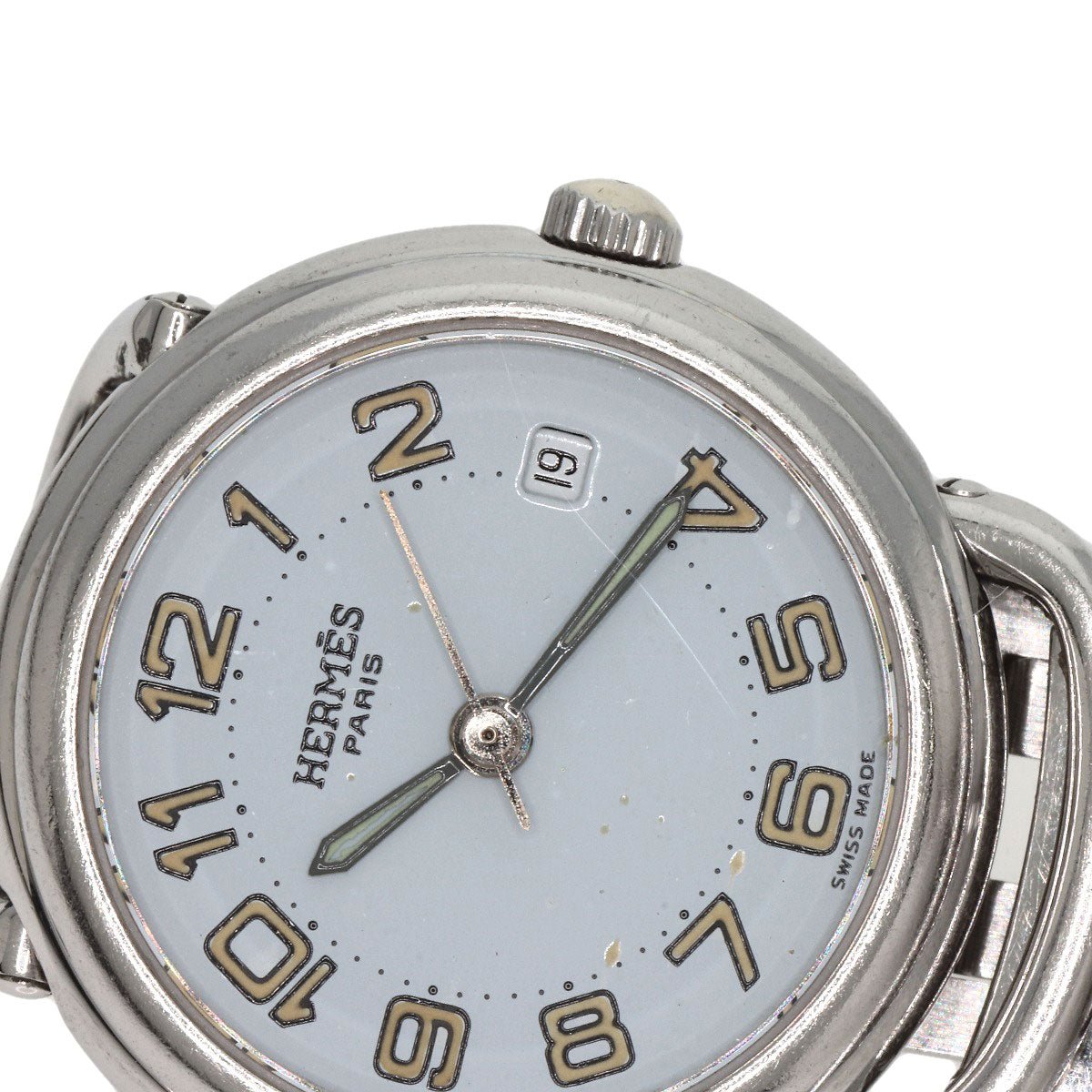 HERMES Watches Quartz PU2.210 Stainless Steel , Stainless Steel Silver Pullman blue dial Women Used