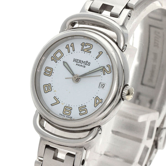 HERMES Watches Quartz PU2.210 Stainless Steel , Stainless Steel Silver Pullman blue dial Women Used