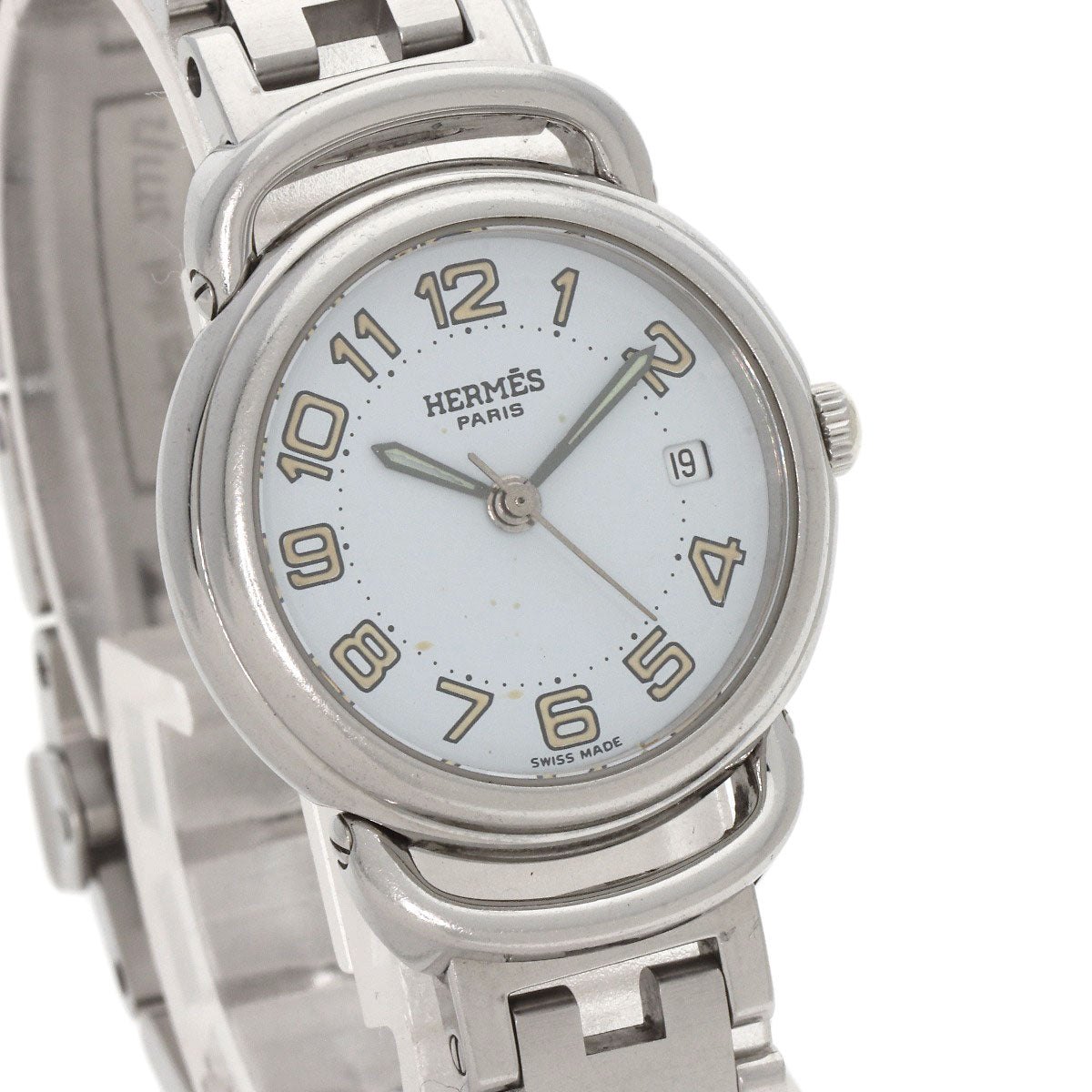 HERMES Watches Quartz PU2.210 Stainless Steel , Stainless Steel Silver Pullman blue dial Women Used