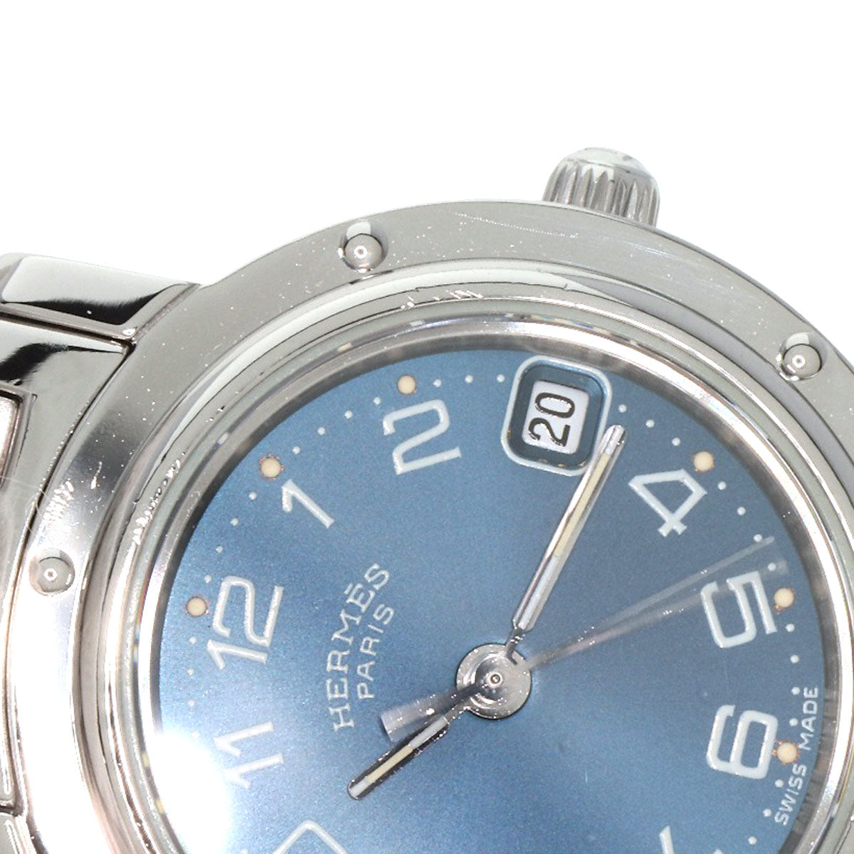 HERMES Watches Quartz CL4.210 Stainless Steel Silver Clipper Navy dial