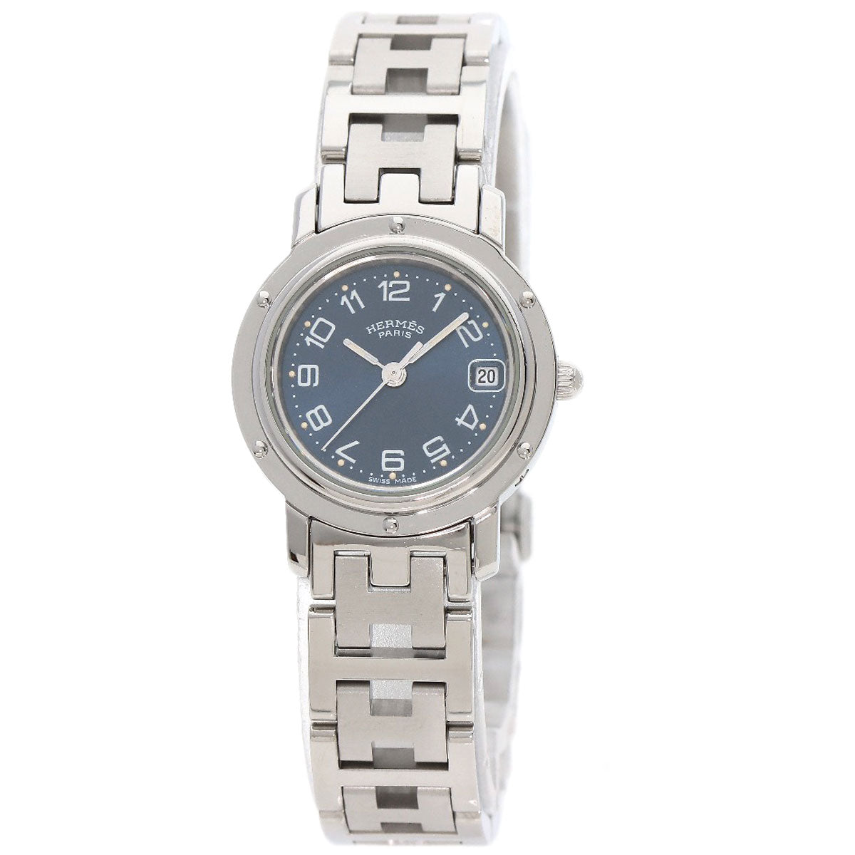 HERMES Watches Quartz CL4.210 Stainless Steel Silver Clipper Navy dial
