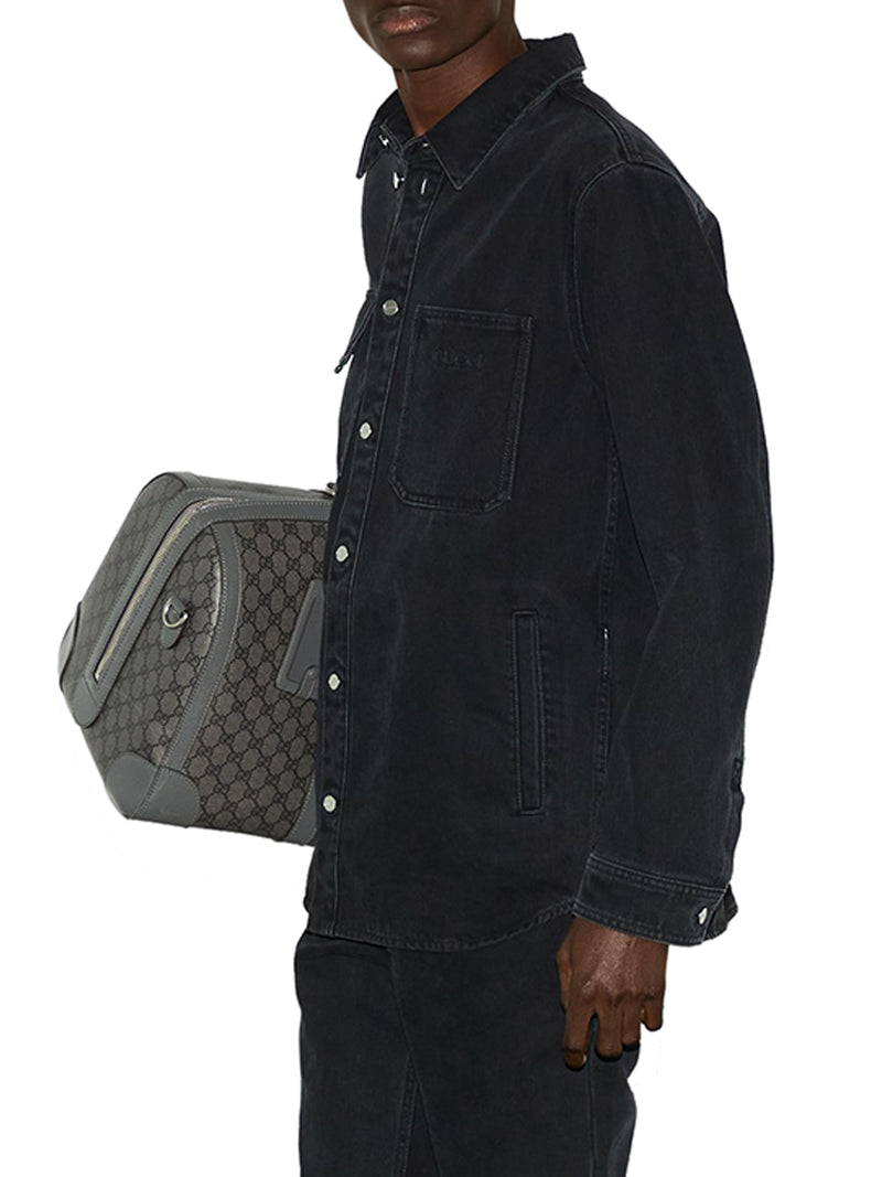 Gucci Men Denim Shirt With Gucci Embroidery