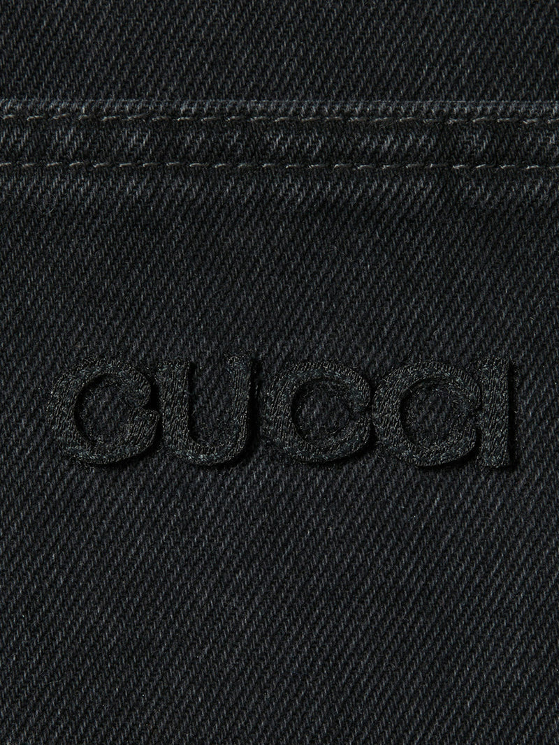 Gucci Men Denim Shirt With Gucci Embroidery