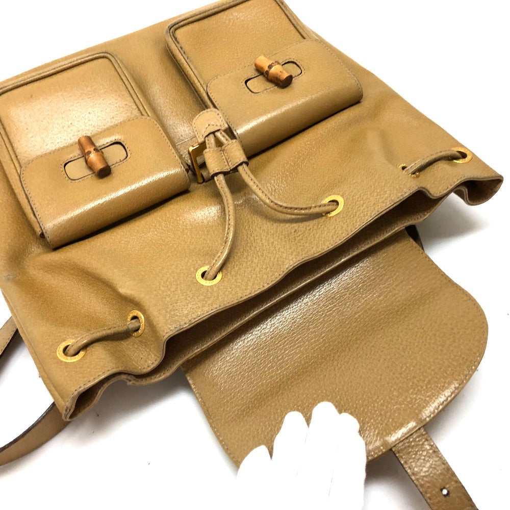 GUCCI Backpack leather Beige type backpack bag Bamboo Women Used