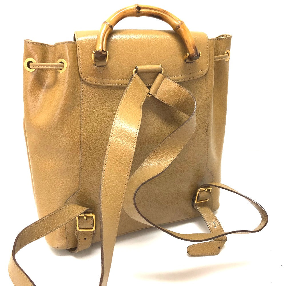 GUCCI Backpack leather Beige type backpack bag Bamboo Women Used
