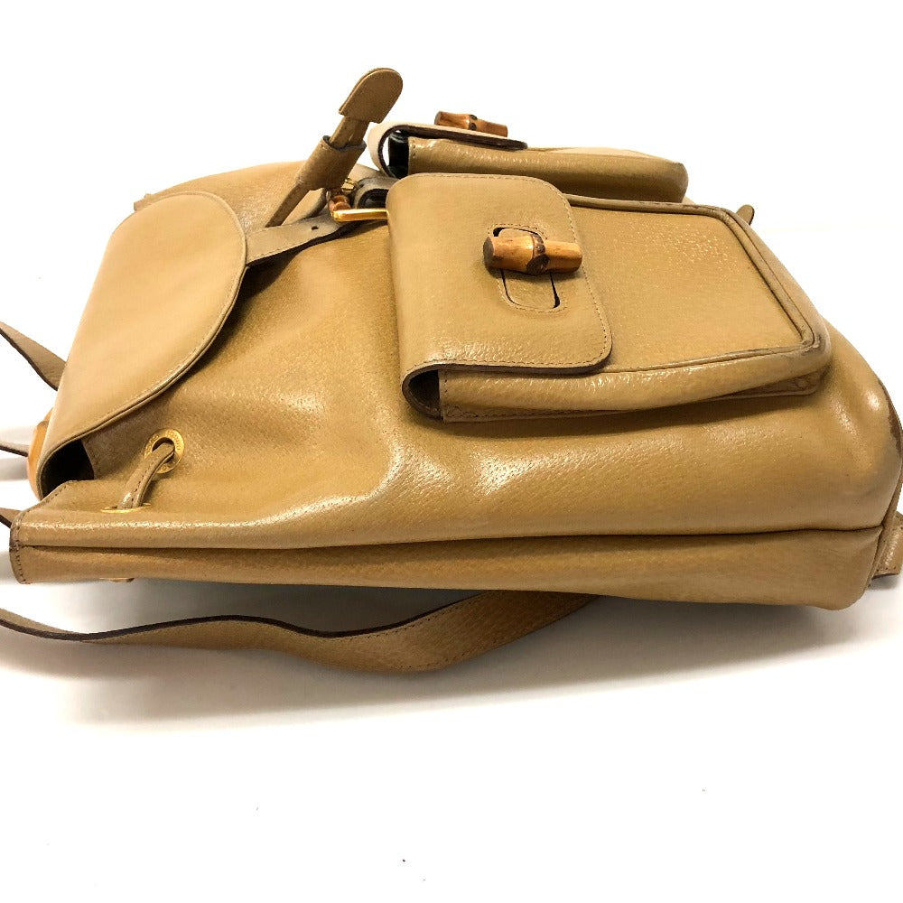 GUCCI Backpack leather Beige type backpack bag Bamboo Women Used