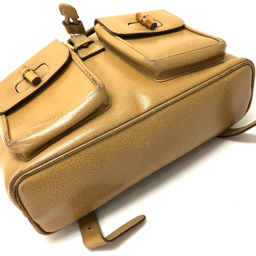 GUCCI Backpack leather Beige type backpack bag Bamboo Women Used