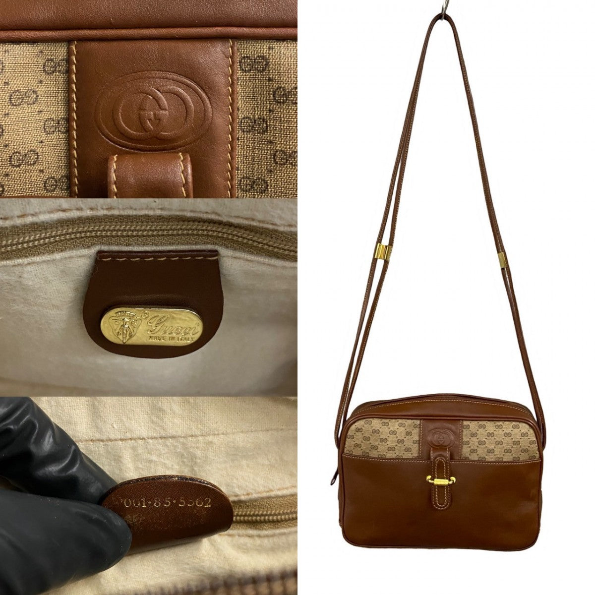 GUCCI Shoulder Bag leather Brown