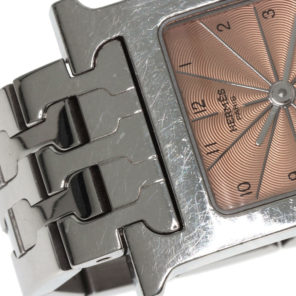 HERMES Watches Quartz HH1.210 Stainless Steel Silver H watch Orange dial Women Used