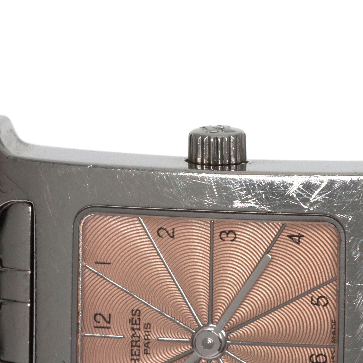 HERMES Watches Quartz HH1.210 Stainless Steel Silver H watch Orange dial Women Used