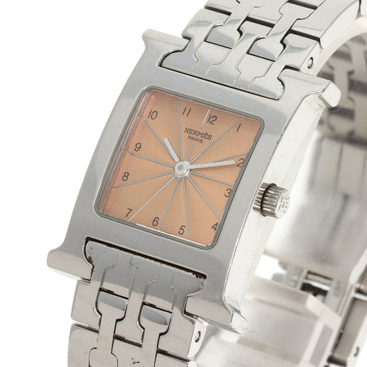 HERMES Watches Quartz HH1.210 Stainless Steel Silver H watch Orange dial Women Used
