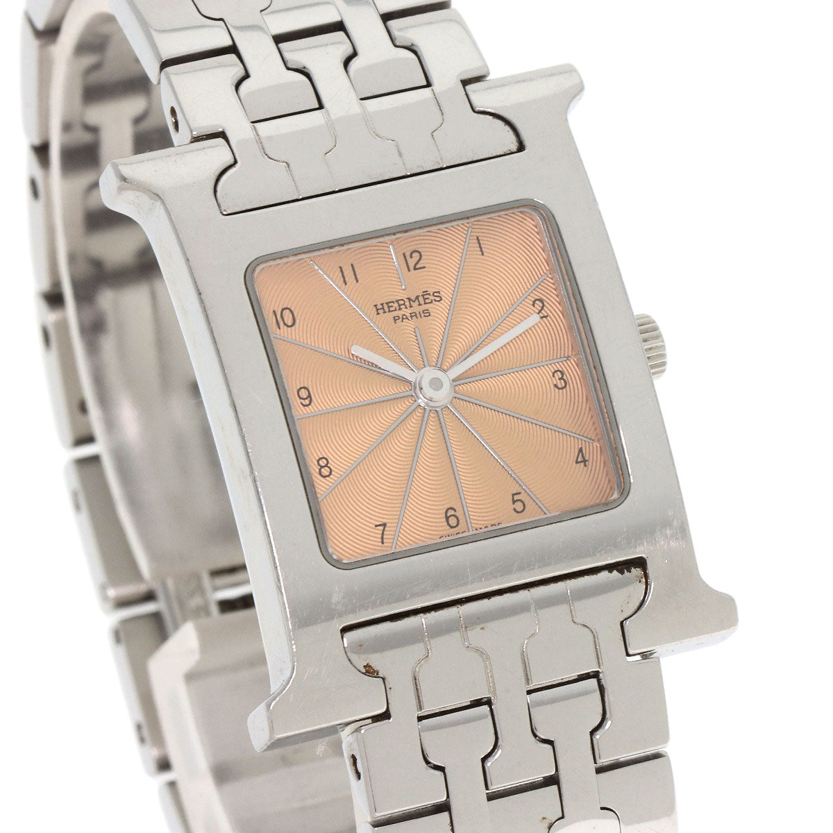 HERMES Watches Quartz HH1.210 Stainless Steel Silver H watch Orange dial Women Used